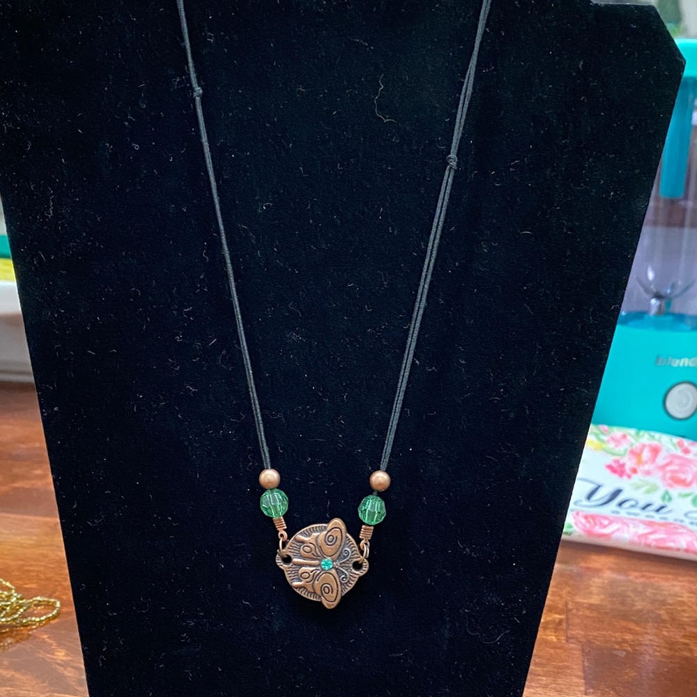 Butterfly Black and Green Pendant Necklace
